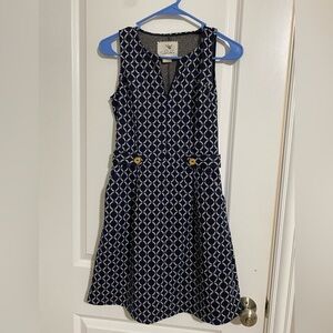 Tabitha Navy and White Geometric Dress